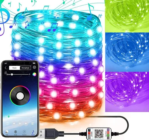 Controllo Bluetooth 2M / 5M / 10M / 20M USB LED Fata Stringa Luce per feste Albero di Nata...