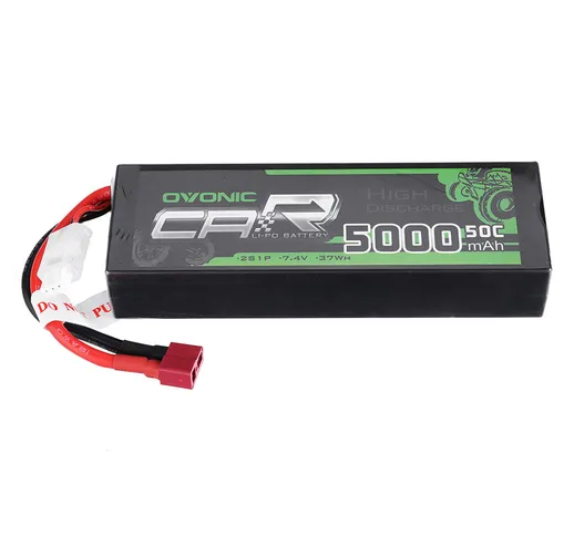 Ovonic 7.4V 5000mAh 50C 2S Lipo Batteria Spina Deans per 1/8 1/10 RTR RC Car