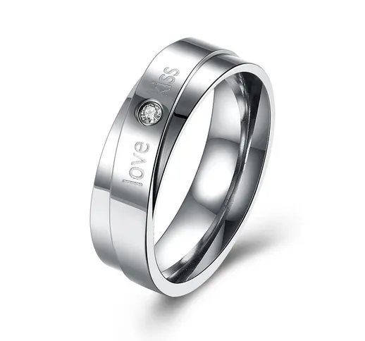 Anello in argento paio amante zircone dita in acciaio inox donne uomini anello regalo gioi...