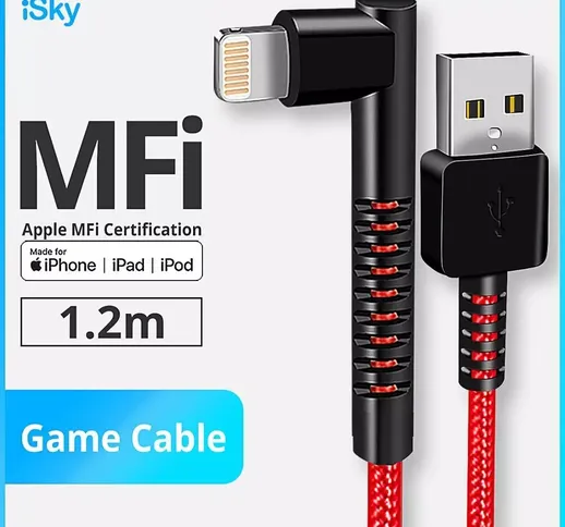 iSky 2.4A Cavo MFi Gomito a 90 gradi Gaming per illuminazione a USB Cavo dati di ricarica...