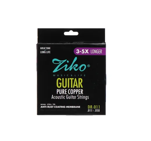 ZIKO Serie DR 010-048 011-050 012-053 Pollici Corde per chitarra acustica Pure Rame Corde...