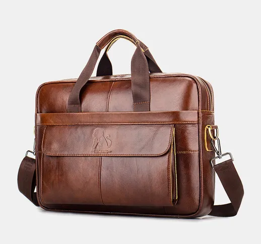 Uomo Vera Pelle Multifunzione Retro Business 13 Pollici Laptop Borsa Borsa a tracolla Cros...