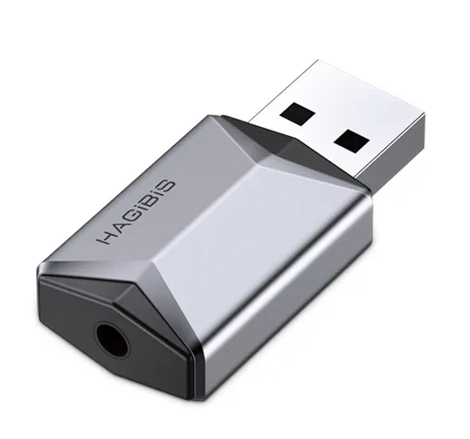 Hagibis MA24 Scheda audio USB HD Audio USB da 3,5 mm 2 in 1 Adattatore audio portatile est...