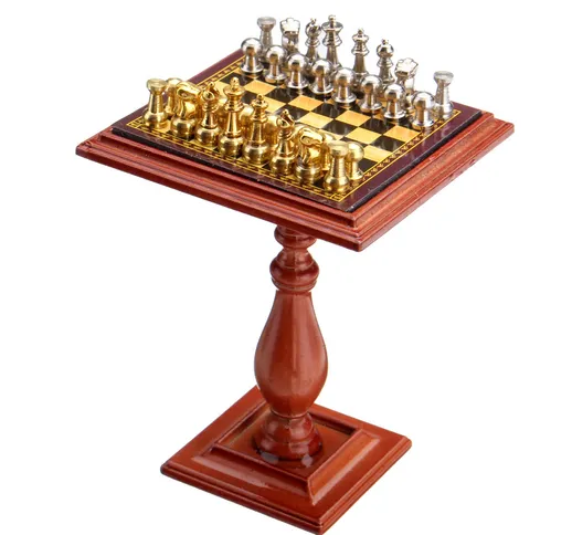 Set di scacchi in miniatura e magnete da tavolo Pezzi degli scacchi 1:12 Accessori per cas...