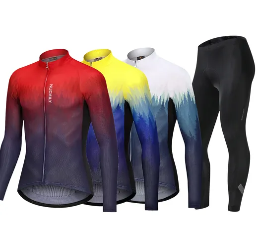 NUCKILY Set da uomo Abbigliamento da bicicletta professionale con traspirante Gel Maglia d...