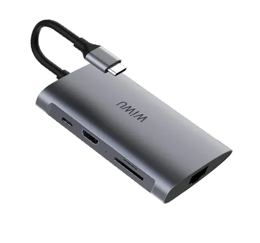 WiWU Alpha 831HRT Hub USB-C 8-in-1 Type-C Adattatore USB3.0 HD Convertitore Lettore di sch...