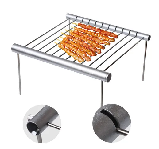 Griglia per barbecue portatile in acciaio inox Griglia per barbecue pieghevole Mini tasca...