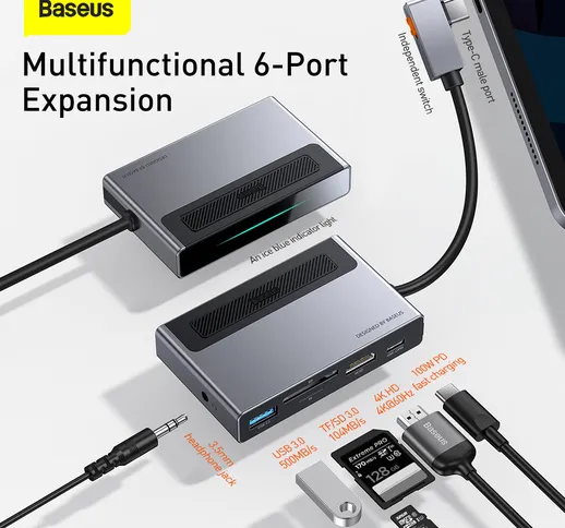 Baseus Multifunzionale USB3.0 Type-C HUB Supporta 4K HDMI OTG PD Ricarica rapida Scheda TF...