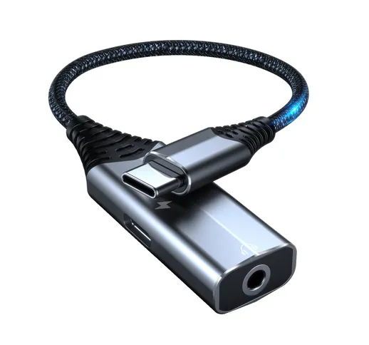 Bakeey Type-C Adattatore audio 2 in 1 Adattatore per cuffie da USB-C a 3,5 mm Convertitore...