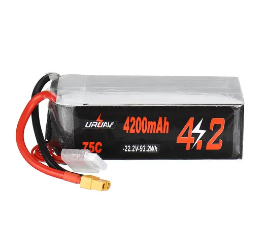 URUAV 22.2V 4200mAh 75C 6S Lipo Batteria XT60 Spina per RC Racing Drone elicottero Automob...