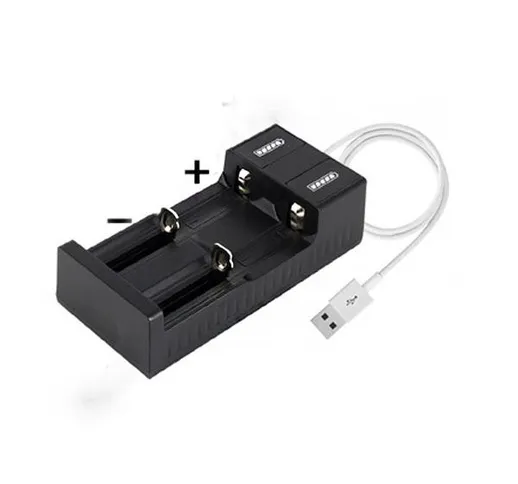 Caricabatterie Micro USB Batteria da 3,7 V / 4,2 V a 2 slot Caricabatterie 18650 26650 145...