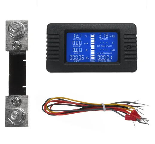 LCD Display DC Batteria Misuratore di monitoraggio tensione 0-200 V Volt Amp per auto RV s...