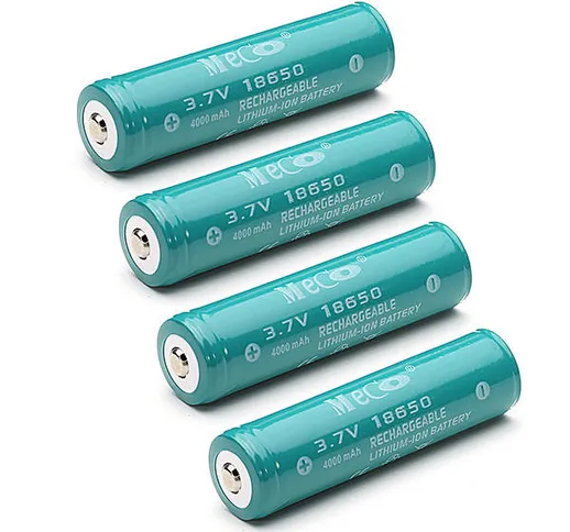 4 Pezzi MECO 3,7V 4000mAh Batteria 18650 agli Ioni di Litio Li-ion Ricaricabile con Protez...