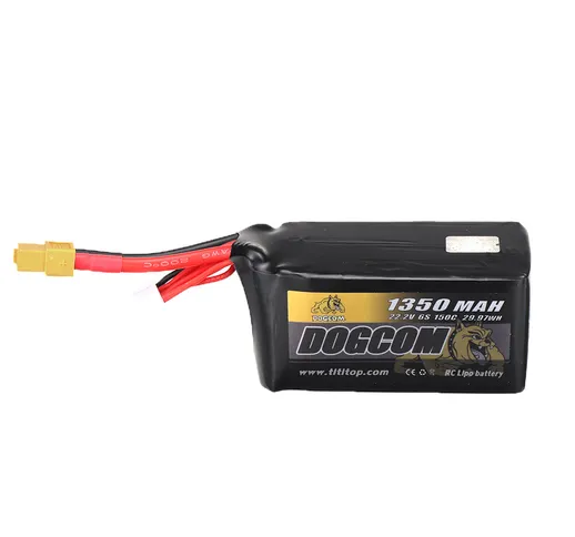 DOGCOM 22.2V 1350mAh 150C 6S LiPo Batteria Spina XT60 per RC Drone