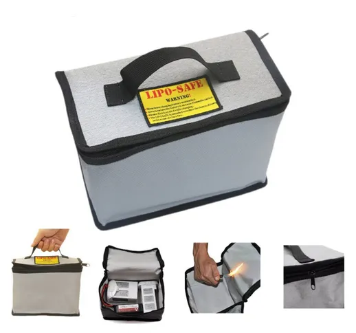 LiPo Batteria Sicurezza antideflagrante portatile Borsa con cerniera 215x155x115mm