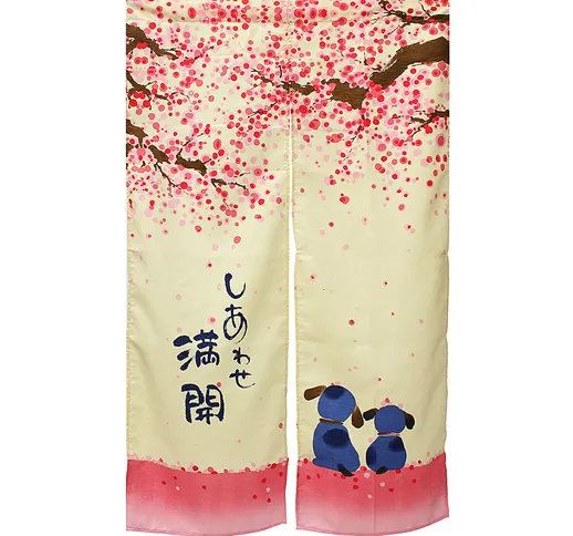 E piccolo cane Noren giapponese tenda porta Sakura 150 x 85 centimetri romantico fiore di...