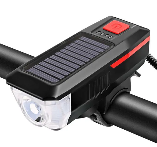Luce per bicicletta solare Fanale posteriore per bici ricaricabile USB Set fanale posterio...