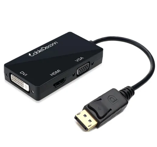 Cabledeconn M0401 Convertitore da DP a VGA / HDMI / DVI Adattatore 3 in 1 Convertitore cav...