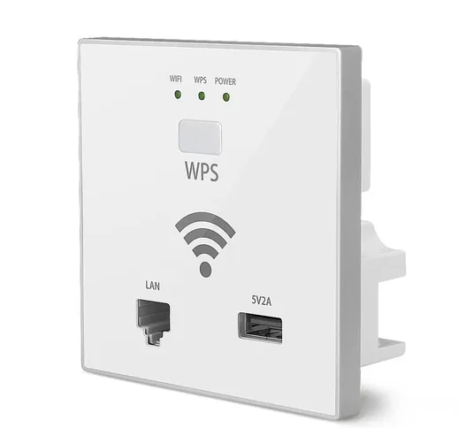 300 Mbps In Wall AP WiFi Access Point Wireless presa di corrente AP WPS Porta LAN Supporto...