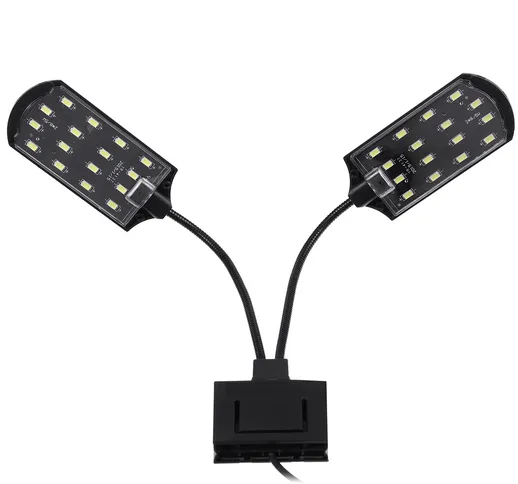 Flessibile LED 15W Acquario Serbatoio per pesci a doppia testa Clip su luce ad alto lume P...