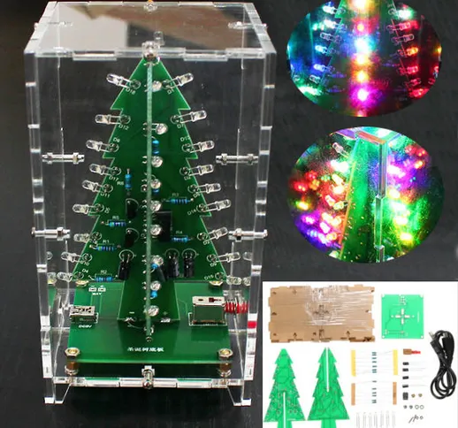 Geekcreit® Albero di Natale RGB Variopinto Luce LED Kit con Custodia Trasparente Kit Elett...