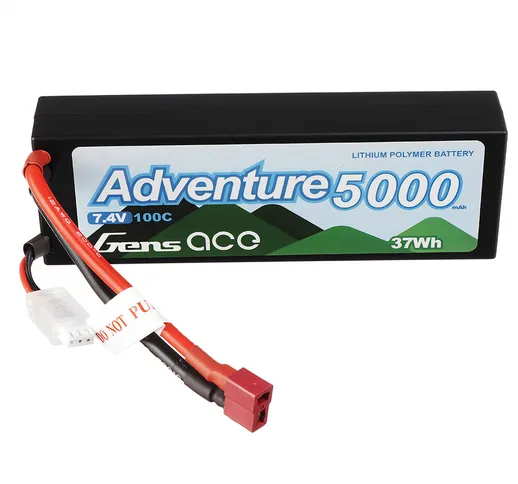 Gens ace Adventure 7.4V 6500mAh 100C 2S Lipo Batteria Con T Deans Plug Custodia rigida per...