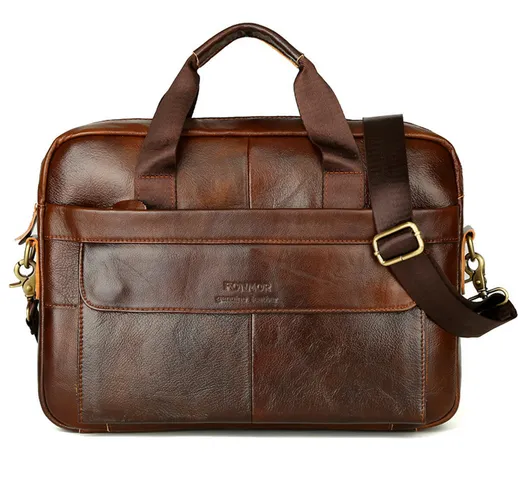 FONMOR Business Vintage Vera Pelle Macbook Storage Uomo Cartelle Borsa a tracolla Messenge...