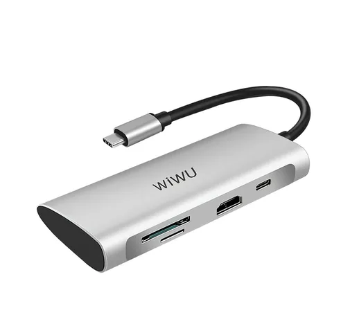 WiWU Alpha 731HP Hub USB-C 7-in-1 Type-C a USB3.0 Adattatore HD Convertitore Lettore di sc...