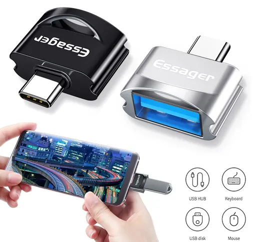 Essager USB Type C Adattatore OTG USB C Connettore USB C Type C A USB 3.0 OTG per Samsung...