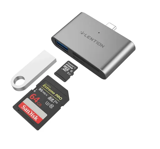 Lettori di schede da USB Type-C a SD / Micro SD con adattatore USB 3.0 per MacBook Pro (Th...