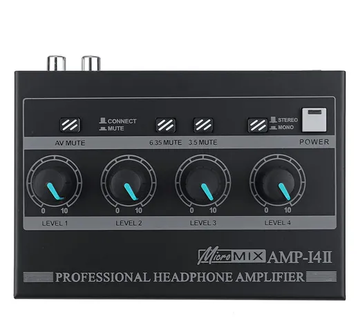 AMP-i4Ⅱ Amplificatore per cuffie stereo a 4 canali e adattatore di alimentazione DC 12V