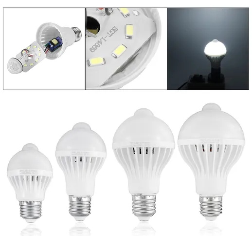CA 85 V-265 V 6500 K 240 lm 9 W 120 ° E27 12 LED Sensore di movimento a luce lampadina a g...