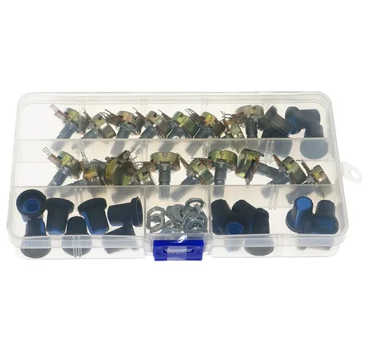 18 pezzi WH148 B1K/5K/10K/20K/50K/100K/500K/1M Kit potenziometro singolo dadi albero con m...