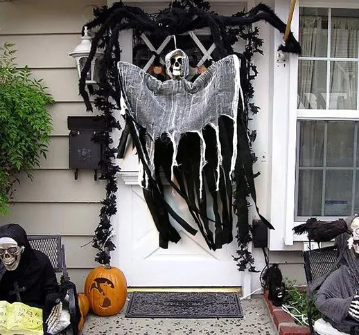 Halloween Hanging Ghost Horror Puntelli Scheletro inquietante Scheletro animato Grim Reape...