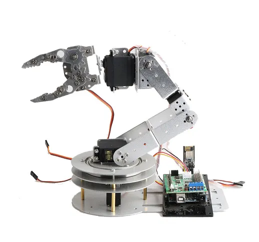 6Dof Silver Smart Robot Arm Kit con 6 pezzi MG996R Servi 180 °