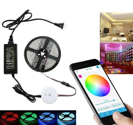 5M 60W SMD5050 Controllo APP bluetooth non impermeabile RGB LED Kit luce di striscia + 12V...