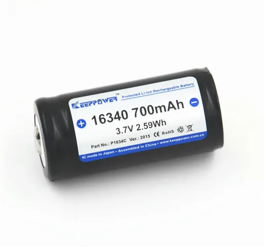 1Pcs KeepPower Batteria ricaricabile agli ioni di litio da 16340 700 mAh 3.7 V P1634C