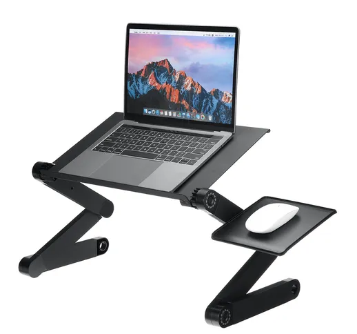 Supporto per laptop portatile pieghevole da scrivania regolabile a 360 ° Colore nero