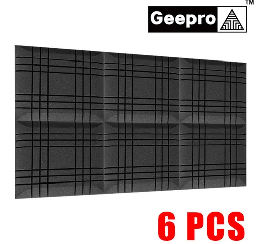 Geepro 6Pcs 3D Big Cube Nero 5cm Spessore Schiuma insonorizzata Studio Schiume Pannello mu...