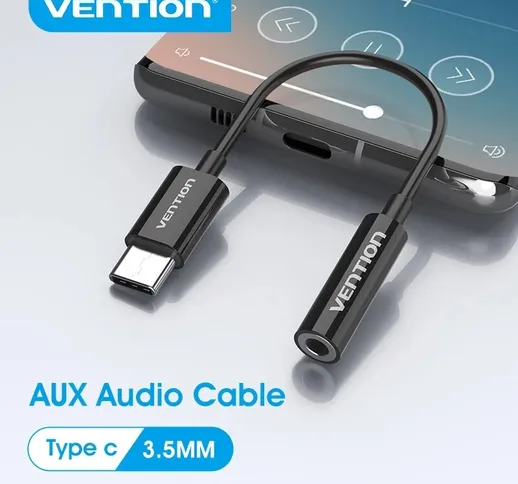 VENTION USB Type-C per audio da 3,5 mm Auricolare Adattatore da USB-C a 3,5 mm cuffia Cavo...