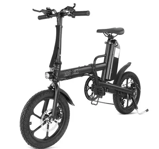 CMSBIKE F16-PLUS 13Ah 250W Nero 16 pollici Bicicletta elettrica pieghevole 25km / h 80km C...