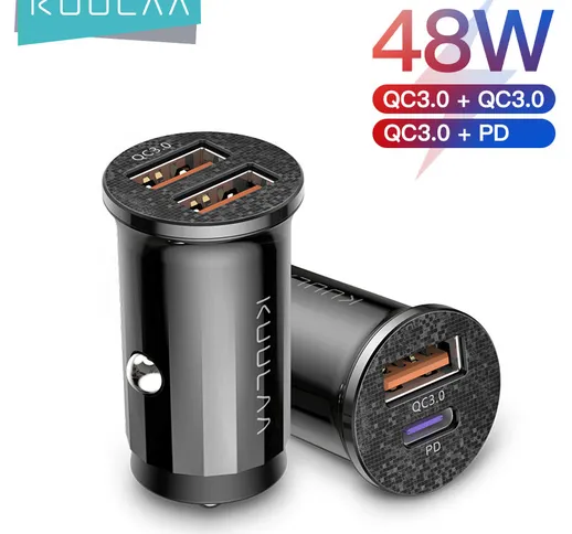 KUULAA 48W Mini USB QC3.0 PD 3.0 Caricabatteria da auto Ricarica rapida per iPhone 12 Pro...