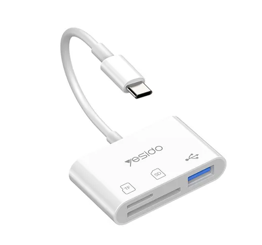 Yesido GS16 3-IN-1 Type-C a USB 3.0 + TF/SD Card Slot Lettura Plug and Play Adattatore OTG...
