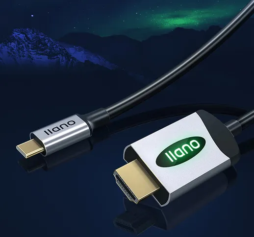 LLANO Cavo adattatore compatibile da USB-C a HDMI Cavo adattatore HDMI 4K HD lungo 1 m per...