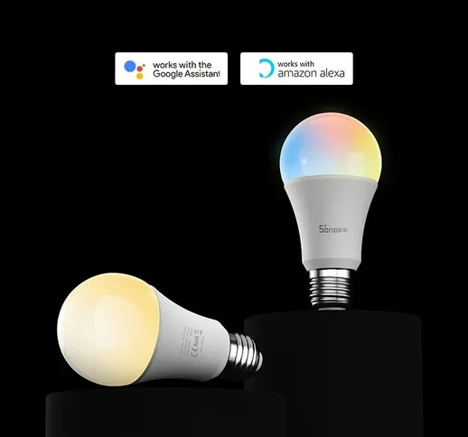 SONOFF Wi-Fi Smart LED Lampadina E27 LED RGB lampada Lavora con Alexa / Google Home AC220-...
