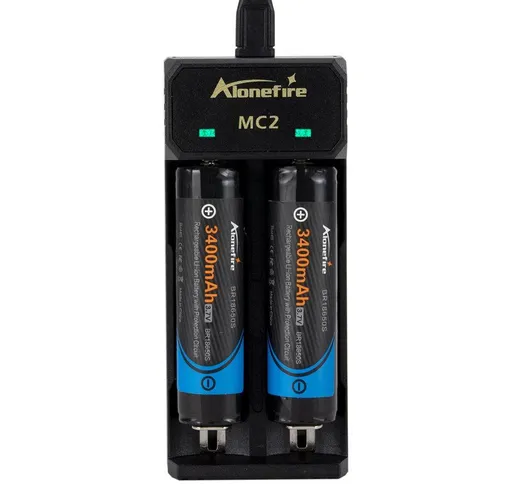 Alonefire® MC2 Batteria Caricatore 2 slot Smart Chargering universale per ricaricabile Bat...