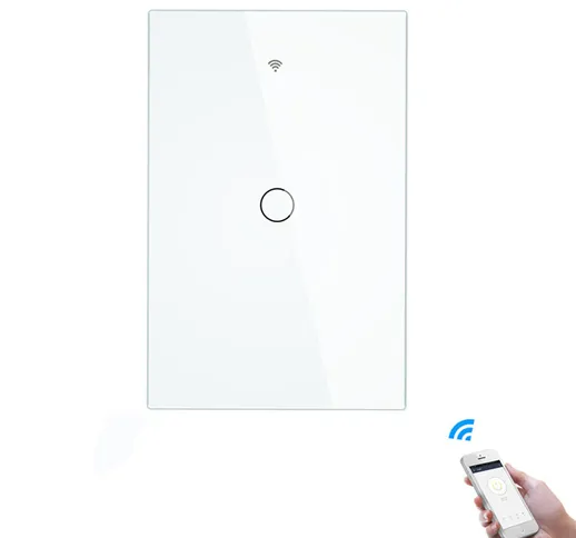 Bakeey 10A RF433 + WIFI Smart Home Wall Touch Switch 1/2/3 Gang US Tipo Linea neutra Vetro...