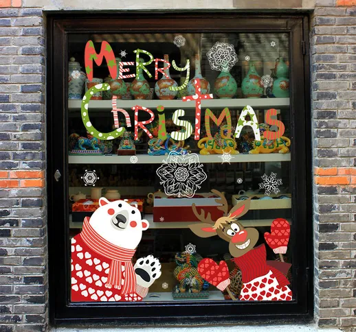 Miico XL866 Adesivo natalizio Adesivo decorativo per la casa Adesivo per finestre e pareti...
