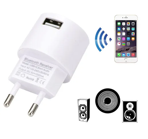 Adattatore audio Bluetooth ricevitore V4.2 Caricatore CA da 110 V a 240 V EU US Spina con...