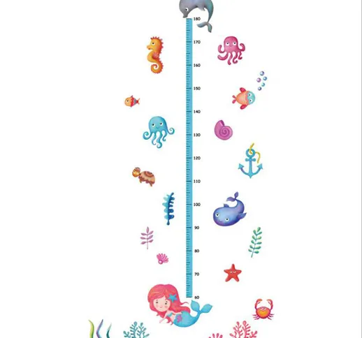 SK7197 Adesivo da parete grafico altezza mondo marino Grafico crescita Adesivi murali stel...